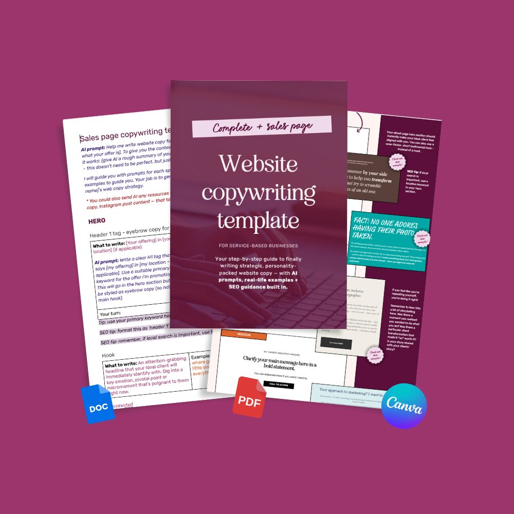 Web copy templates with AI prompt
